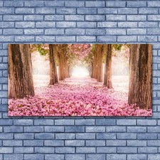 Canvas print Wall art on 140x70 Image Picture Footpath Tree Trunks Nature
