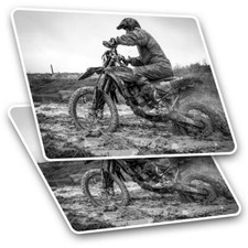2 x Rectangle Stickers 7.5 cm - Off Road Motocross Motorbike Biker Cool Gift #14