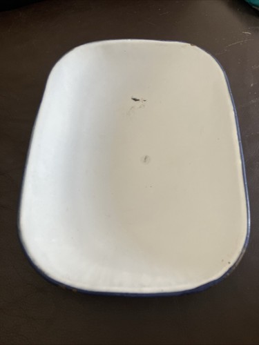 Vintage enamel white blue - vintage,