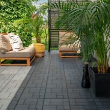 10 Mosaic Garden Interlocking Decking Tiles, Recycled Rubber Material, 30 x 30cm