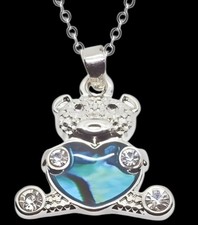 paua shell teddy with silver