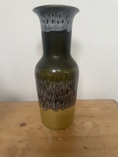 Vintage Kingston Pottery hull Vase green fat lava, drip glaze 70's Retro Pot