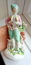 FINE 18TH CENTURY DERBY PORCELAIN FIGURE HANDSOME DANDY SHEPHERD WITH DOG