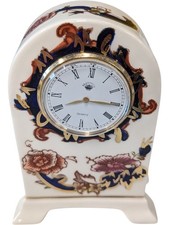 Masons Ironstone Floral Mantel Clock Quartz Movement Collectable