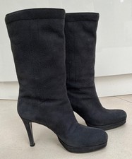 Alberto Zago Slate Grey Mid Calf Boots, Italian,  3/4 Fur Lined, Size 5 VGC