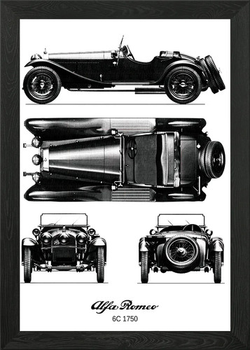 Bnw alfa romeo 1750 framed - romeo,