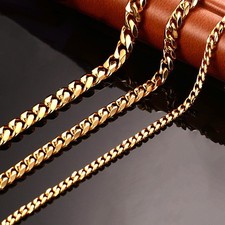 Men's Silver Stainless Steel Necklace Link Curb Box Chain Fashion Chunky Gift