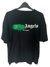 Authentic Palm Angels Milano Spray T-shirt Black Green Sprayed Tee Good Cond