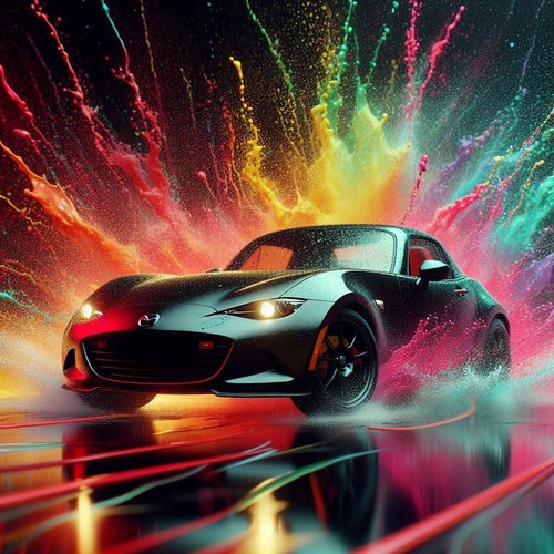 Mazda mx5 black birthday card - black,