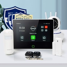 HOMSECUR Wireless WIFI 4G GSM LCD Home House 7" Alarm System+Wireless IP Camera