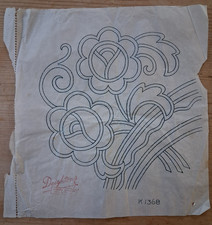 Deighton's Vintage Embroidery Transfer K1368 -Iron on - 20cm x 20cm - flower