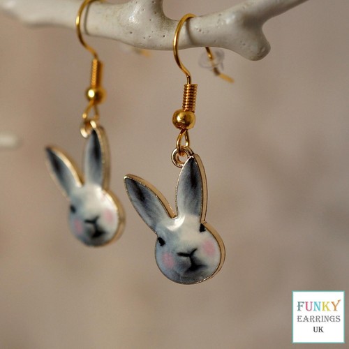 Cute rabbit earrings funky - cute,