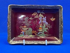 Rare Crown Devon Fieldings Red Rouge Lustre Willow Pattern, 14.4 x 10 cm.