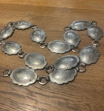 Vintage 1930s Silvel 33" Native American Navajo Silver Toned Concho Belt