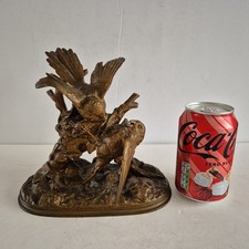 Good Quality Antique Cast Bronze Animalier Group Two Birds And Nest