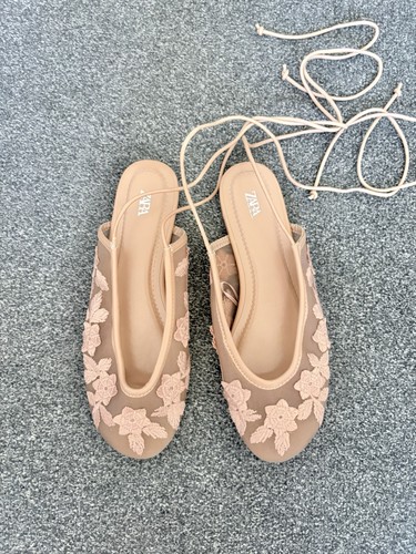 Zara nude pink mesh floral - pink,