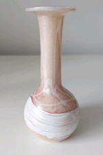 Gozo Bud Posy Vase Art Glass Pink & White Swirl Malta Maltese 13cm High