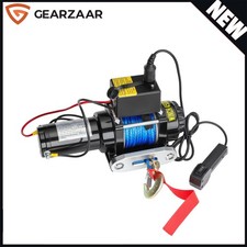 Electric Winch 1400w 2041KG/4500LB Synthetic Rope & wire remote Workshop 12V