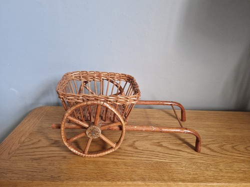 Vintage woven wicker cart