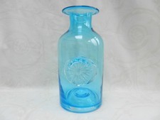 Dartington Glass Blue Bottle vase with Daisy design Signed