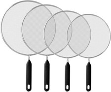 4PC SPLATTER Screen for Frying Pan Guard Mesh 29,25,21,19CM Grip Handles CLEAR