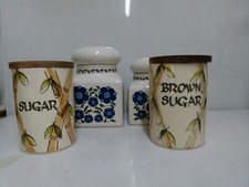 2 TONY RAYMOND PIECES OF POTTERY SUGAR BROWN SUGAR  & 2 TAUNTON VALE STORAGE JAR