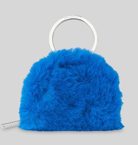 Blue whistles faux fur keyring - faux,
