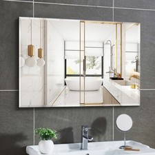 Large Bathroom HD Mirror Rectangle Modern Frameless Wall Mounted Bevelled Edge