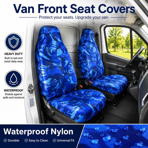 Front van seat covers blue - front,