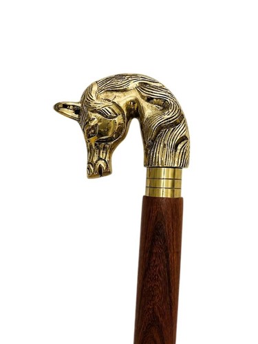 Brass walking wooden stick - walking,