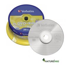 25 Verbatim Blank DVD+RW Rewritable 4X 120 mins DVD SERL Discs Spindle 43489