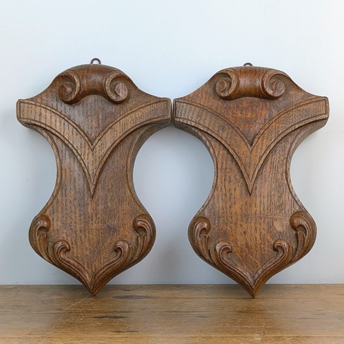 Pair antique deep - antique, carved