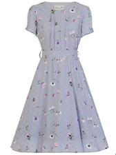Lindy Bop Tea Dress Lilac Floral 1940s Retro Day Dress Size 12 RRP £45