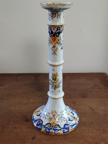 French faience candlestick - french,