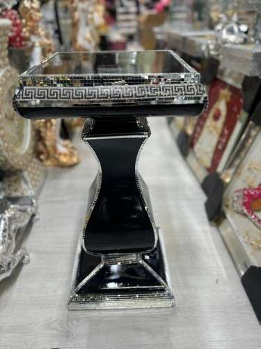 Black venetian mirrored table - black,