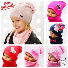 Girls Hat and Scarf Baby Toddler Girl Cap with Scarf Set Cotton Single Layer 
