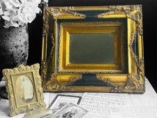 Vintage French Antique Style Gold and Black Rococo Wall Mirror Baroque Style