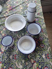 Bundle of vintage Enamel kitchenware great for that farmhouse look ,planters etc