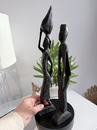 Pair vintage hand carved - of, hand-carved