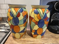 Gibsons England - Clarice Cliff homage 2 x Mei Ping Vases
