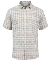 Mens Multi Cream Pure Cotton Check Pattern Collared Pocket Short Sleeve Shirts