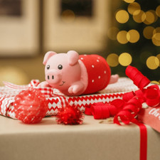 Zoon Festive Latex Pig in Blanket PlayPal Dog Toy