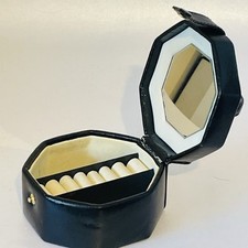 M&S Travel Jewellery Box Small Black Octagonal Unused Holiday Trip Vgc