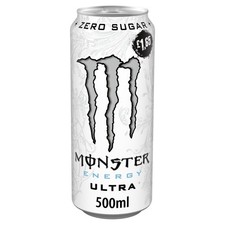 Monster Energy Drink Ultra Zero Sugar White Pack of 12x500ml