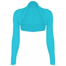 Womens Long Sleeves Plain Shrug Ladies Cropped Cardigan Bolero Top UK Size 8-22