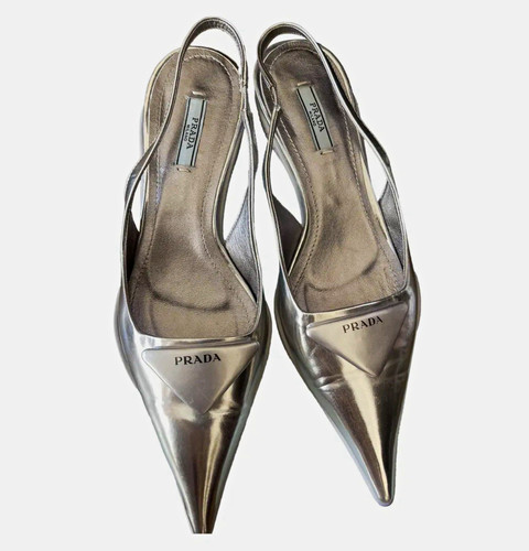 Prada metallic silver leather - metallic,