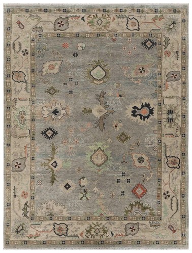 Beige hand knotted oushak - beige,