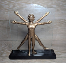 Vitruvian Man Statue Leonardo Da Vinci Bronze Figurine Ornament - USED Good Read