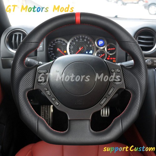 Full leather flat steering - leather,