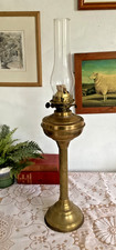 Tall Vintage Duplex Oil Lamp with Wicks Corinthian Brass Column